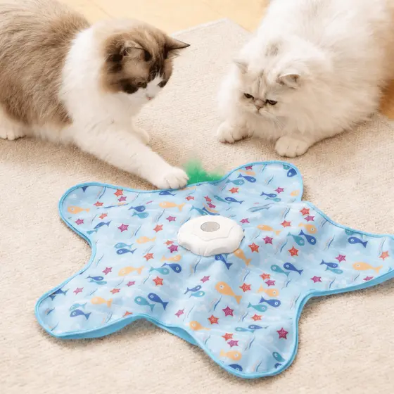 Brinquedo Interativo para Gatos com Tapete 65cm Movimento 360° Recarregável USB-C