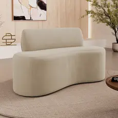 Sofá Compacto Moderno Orgânico Recepção Sora 100cm Suede