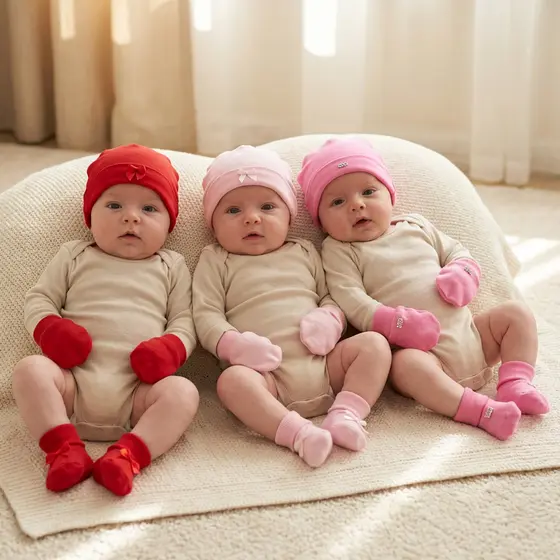 Kit 3 Toucas 3 Luvas e 3 Pantufas para Bebê Menino e Menina Recém Nascido Confortável Promoção
