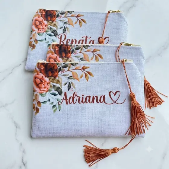 Necessaire Personalizada com Nome Terracota Floral para madrinhas, mãe da noiva, aniversário