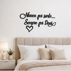 Frase de Parede Nunca Foi Sorte Sempre Foi Deus Letras Mdf 3mm Decorativo Quarto Sala Enfeite