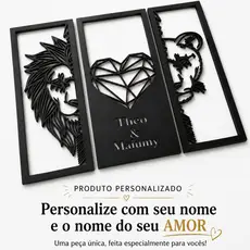 Kit Quadro Leão Grande Personalizado e Frase Para todo sempre Sala Quarto Decorativo
