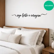 Frase seja forte e corajosa com detalhes nas pontas traços - mdf 3mm preto