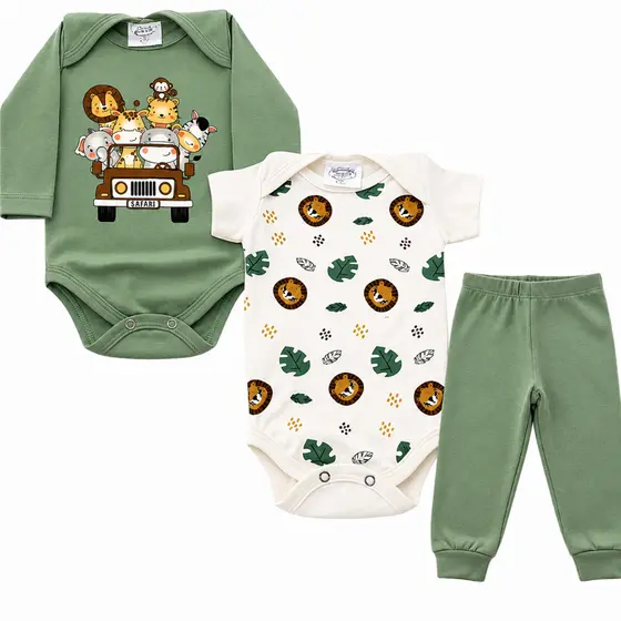 Kit Body Bebê 3 Peças Menino roupas para bebê Conjunto de Bebê