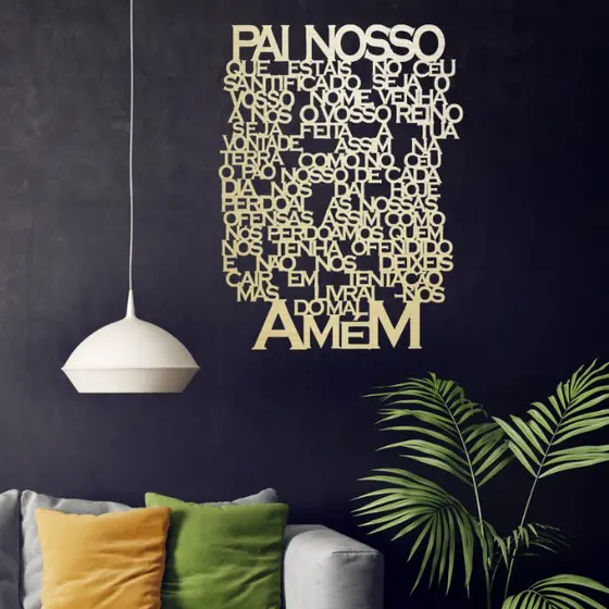 Painel Oração Pai Nosso Quadro Vazado Enfeite 60x45