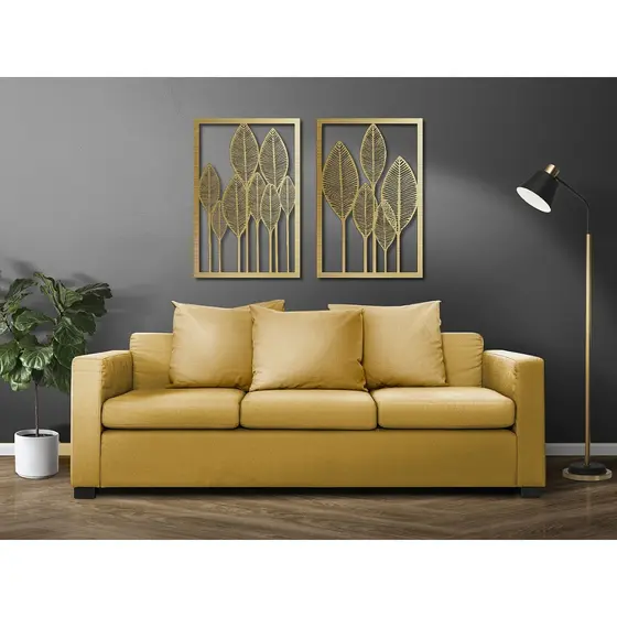 2 Quadro Folhagem Decorativo Natureza Escultura De Parede