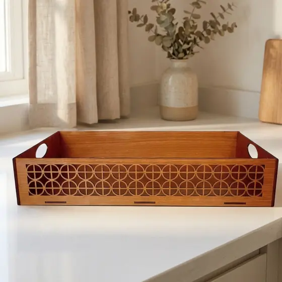 Bandeja MDF Decorativa 40x25x8cm – Elegante para Cantinho do Café, Chá, Decoração e Organização