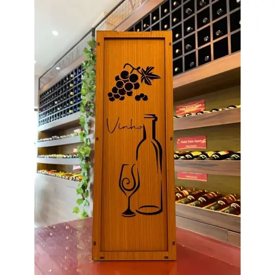 Porta Vinhos Lembrança MDF – Caixa Presente para Garrafa de Vinho  – Presente Elegante Armazenador