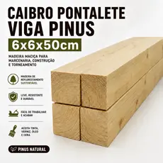 Caibro/Pontalete/Viga 6x6x50cm Pinus Tornear Pé de Mesa Boleira Suporte Construção Madeira Kit
