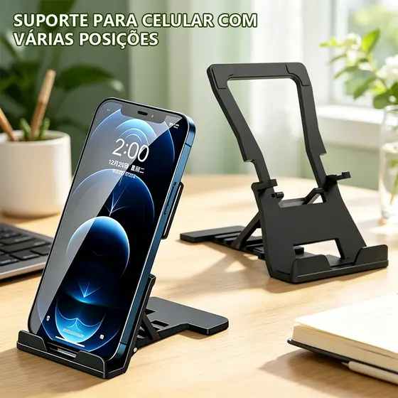 Suporte Para Celular e Tablet Dobrável Portátil Ajustável Base Multifuncional Para Escritório Mesa Universal