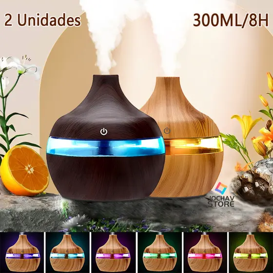 Umidificador De Ar Difusor Aromatizador De Ambiente USB 8H LED 7 Cores Purificador De Ar