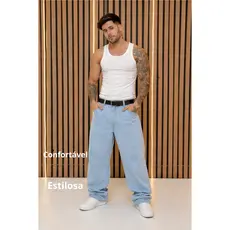 CALÇA BALÃO BAGGY LARGA CINTURA COM CINTO