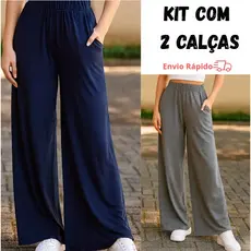 Kit 2 Calças modelo Pantalona de viscolycra