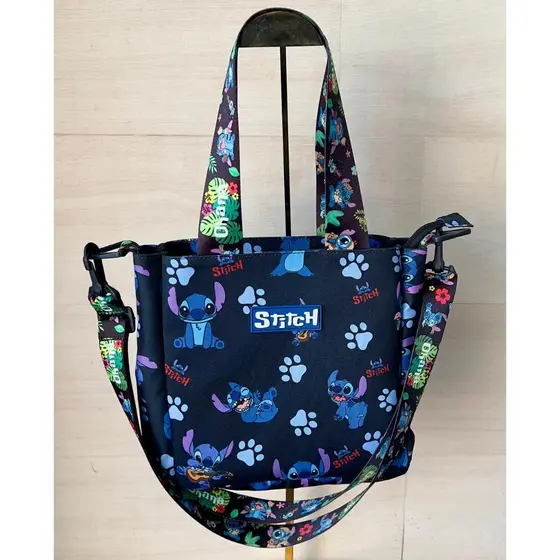 Bolsa Feminina Sacola Estampada Stitch Disney Alça Transversal Regulável