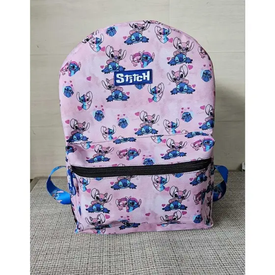 Mochila Escolar Universitária Alça Regulável Estampada Stitch