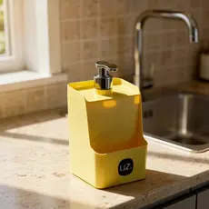 Porta Detergente E Esponja Dispenser De Pia 2 em 1 Amarelo Claro Sabão - UZ