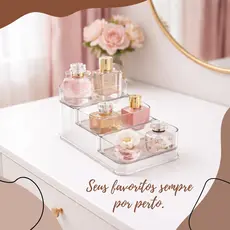 Organizador Acrílico Mini 3 Camadas UZ Porta Maquiagem Perfume Esmalte Temperos Transparente