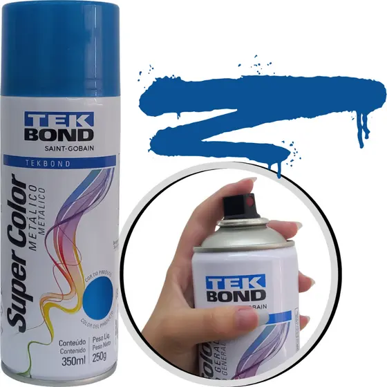 Tinta Spray Super Color Azul Metálico 350ml Tekbond