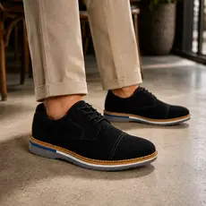 Sapato Social Masculino Oxford Moderno Casual Elegante Confortável Leve Couro Sintético Camurça  Solado Leve