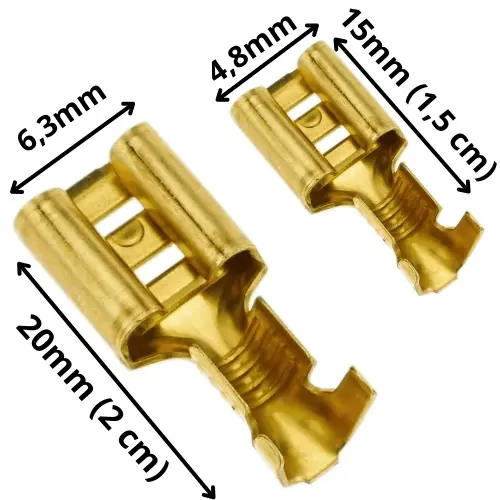 100X Terminal Encaixe Femea Faston Automotivo 4,8mm 6,3mm (100 Pçs)