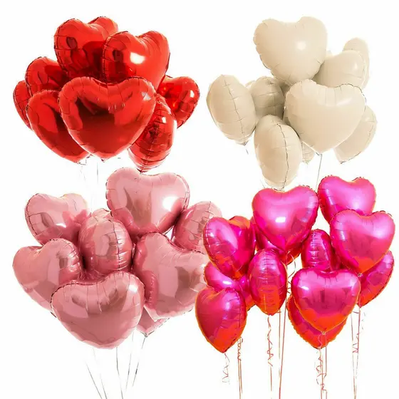 10 Balão Coração Metalizado 18" Polegadas 45cm Casamento Mãe Namorado C90128