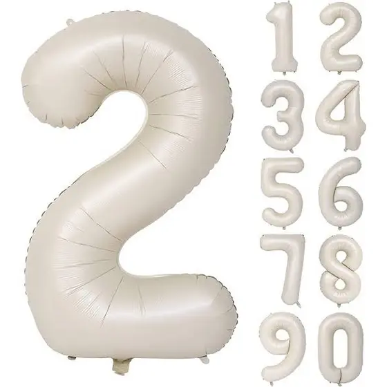 Balão Número Creme Fosco Metalizado 75cm Festa Decoração Aniversário C90096