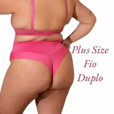 KIT 5 Calcinhas Plus Size Fio Duplo Extra Plus Cós Alto Fio Dental Microfibra Delírios Moda Íntima