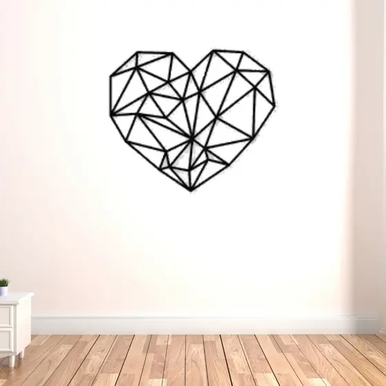 Aplique de Parede Vazado Coração Geométrico Quadro decorativo para Decoração