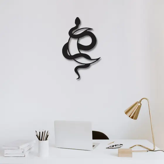 Aplique de Parede Cobra entrelaçada em Lua Quadro Decorativo Para Decoração