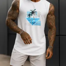Regata Masculina Cavada Academia Algodão 100% Estampada Premium Treino Fitness Casual Streetwear Verão