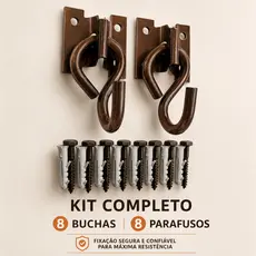 GANCHO DE REDE COLONIAL 270KG 8 PARAFUSOS + 8 BUCHAS RESISTENTE