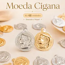 Moeda Cigana Pequena Kit 48 Unidades Artesanato Bijuteria Decoração Religiosa