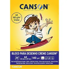 Bloco para Desenho encorpado branco ou creme A4 210mm x 297mm 140 g/m² 20 folhas Canson