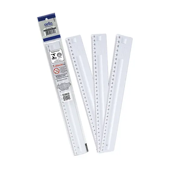 Régua Plástica Transparente 30cm 1 unidade Dello