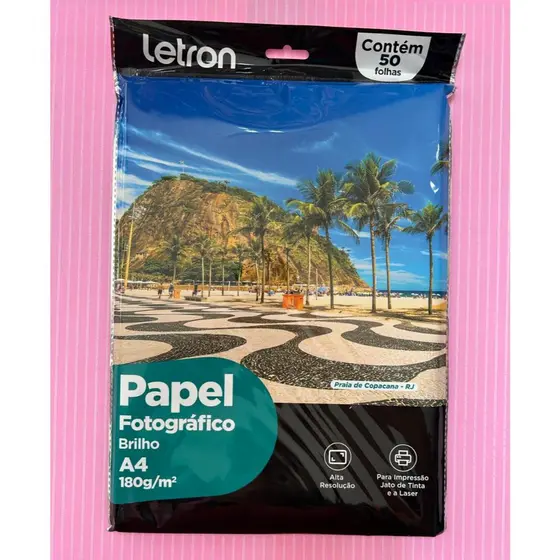 Papel Fotográfico Brilho A4 180g/m² 50 folhas Letron Leonora