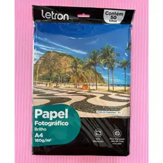 Papel Fotográfico Brilho A4 180g/m² 50 folhas Letron Leonora