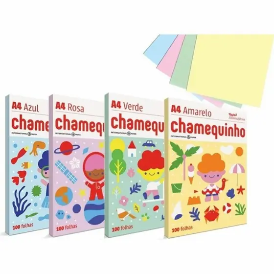 Pacote de Sulfite Cores Únicas 75 g/m² A4 210mmx297mm 100 folhas Chamequinho Chamex