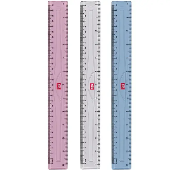 Régua Plástica transparente 30cm 1 unidade Line TRIS