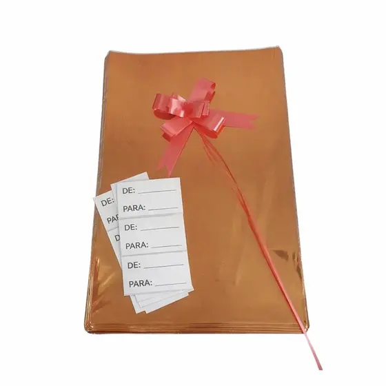 Kit Saco de Presente Grande + Laço e Etiqueta Cores Sortidas 60x90cm 3 peças