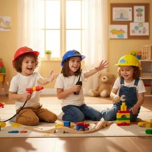 Capacete Infantil Bombeiro, Polícia ou Construtor plástico 17cm 1 unidade