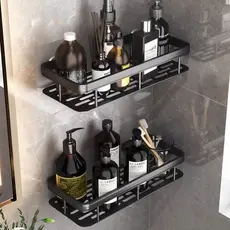 Porta Shampoo Sem Furo Suporte De Sabonete Para Parede Com Adesivo Metal De alumínio Prateleira De Banheiro Rack Em Casa Cozinha Organizador Multiuso
