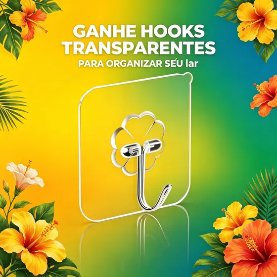 10 Peças Gancho Adesivo Parede Transparente Multifuncional Autocolante