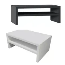 Base Apoio Mdf Suporte Para Monitor Ergonomico  Preto Branco