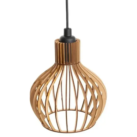 Luminária Lustre Mdf Cru Simples Coquinho para Sala Quarto
