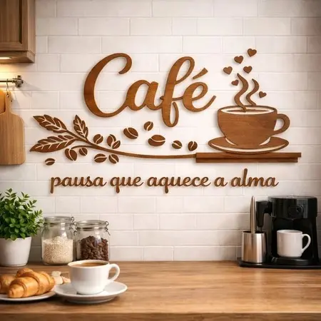 Letreiro Cantinho do Café MDF Decoração Parede Cozinha