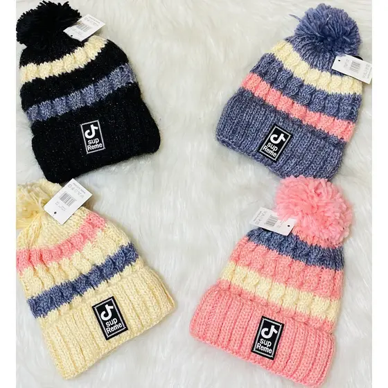 Touca Feminina Pom-Pom de Lã Várias Cores