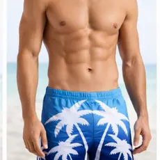 Sunga Box Masculina moda praia modelo coqueiro Cinza Azul claro Azul escuro
