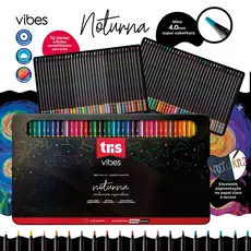 Lápis De Cor Vibes Noturna 72 Cores Estojo Lata Tris Múltiplas Cores