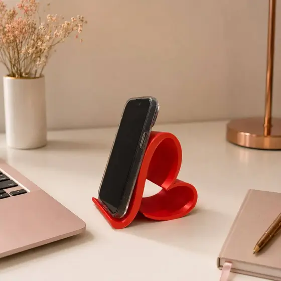 Suporte Celular Coração para Mesa Decorativo Organizador Escritório Home Office Quarto