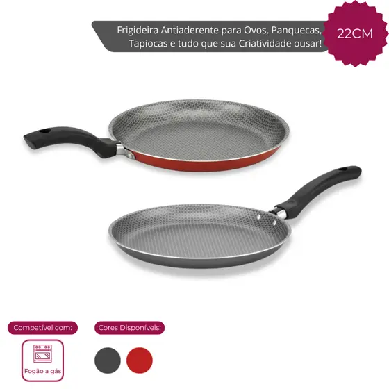 Frigideira Panquequeira e Tapioca Antiaderente Alegrete 22Cm